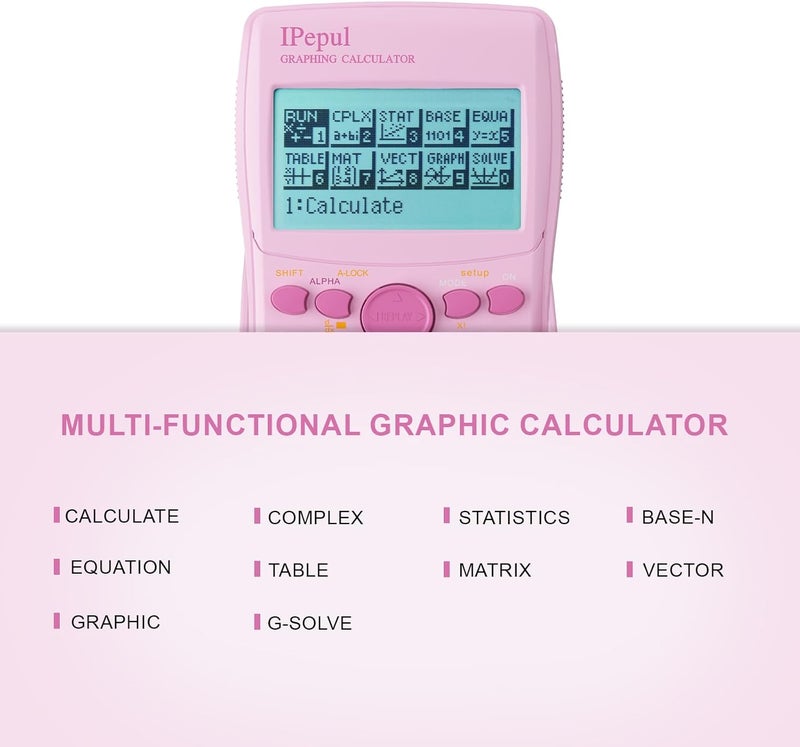 iPepul Graphing Calculator, Scientific Calculators 10 Modes /4 Graphing Functions,Desktop Math Calculator for College Students,School Supplies for Middle High School Teachers Office（Pink） - Image 4